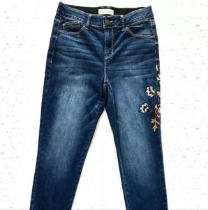 Women's Blue Jeans with Floral Embroidery